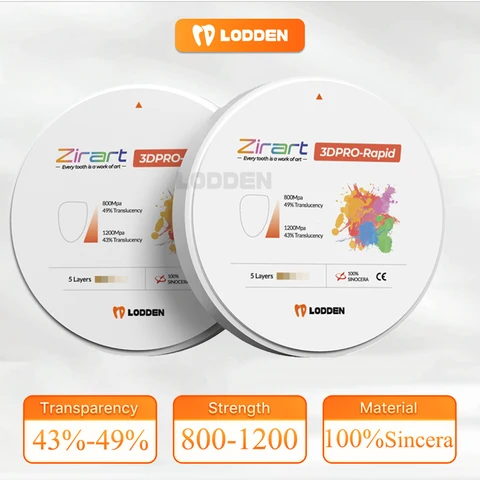 Lodden 3D PRO Многослойный циркониевый блок 98 мм VITA16