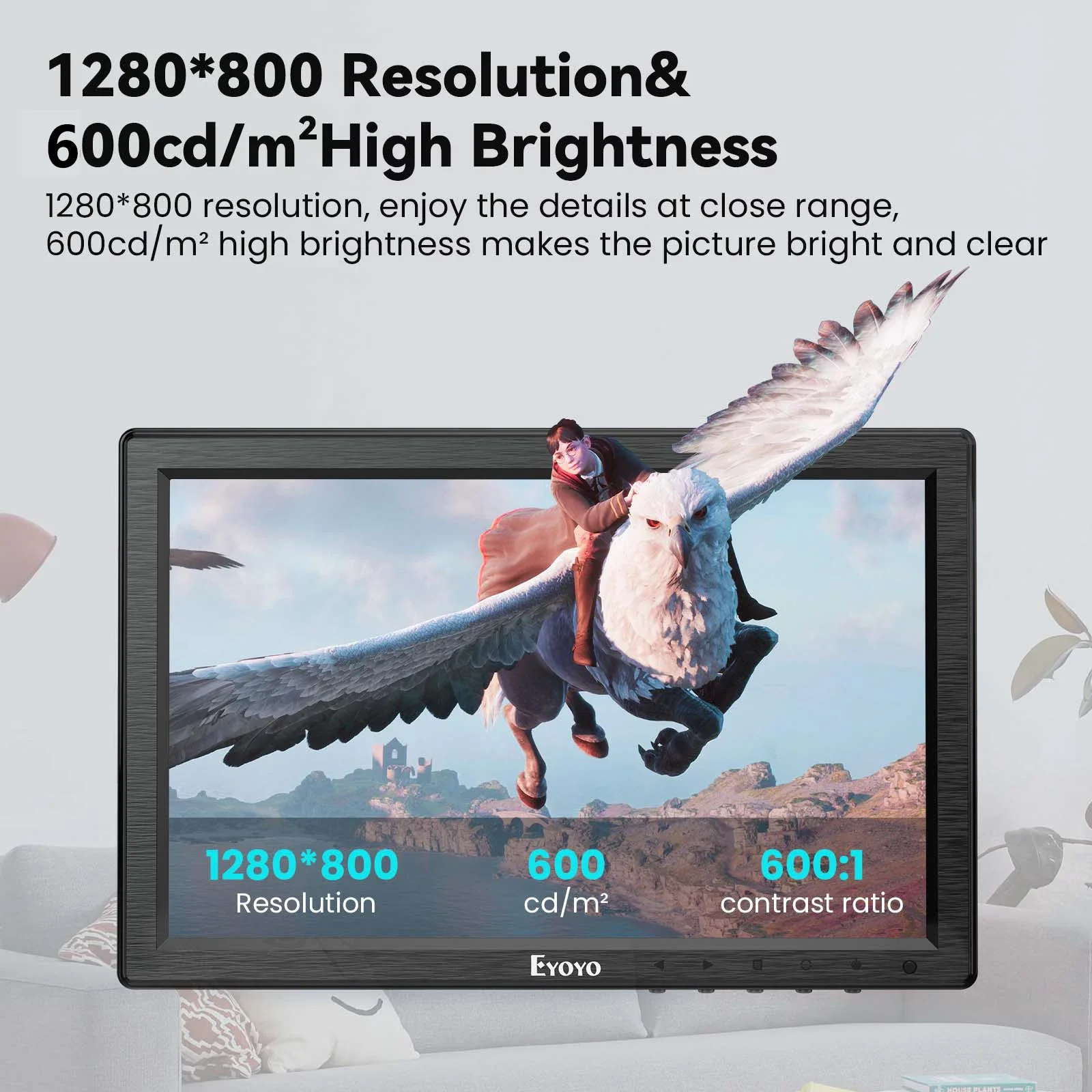 Eyoyo 10-дюймовый маленький секундный дисплей с разрешением 1280x800 настольный