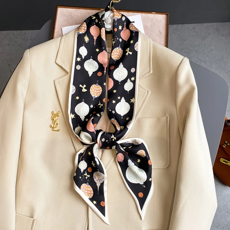 

Women Headscarf Hair Bands Ribbons Satin Silk Bow Scarf Ladies Tie Skinny Scarves Bowknot Headband Accessories Bezel 2023