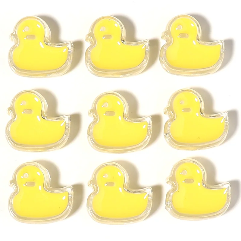 

10Pcs/Lot Acrylic Cartoon Duck Ornament Beads Spacer Drip Oil Kids Handmade DIY Jewelry Charm Bracelets Finding Components