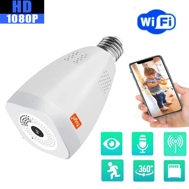 

Light Bulb Mini WiFi Camera HD 1080P 360 Degree Smart Home Security Camcorder Night Vision Motion Detection Wireless Remote Cam
