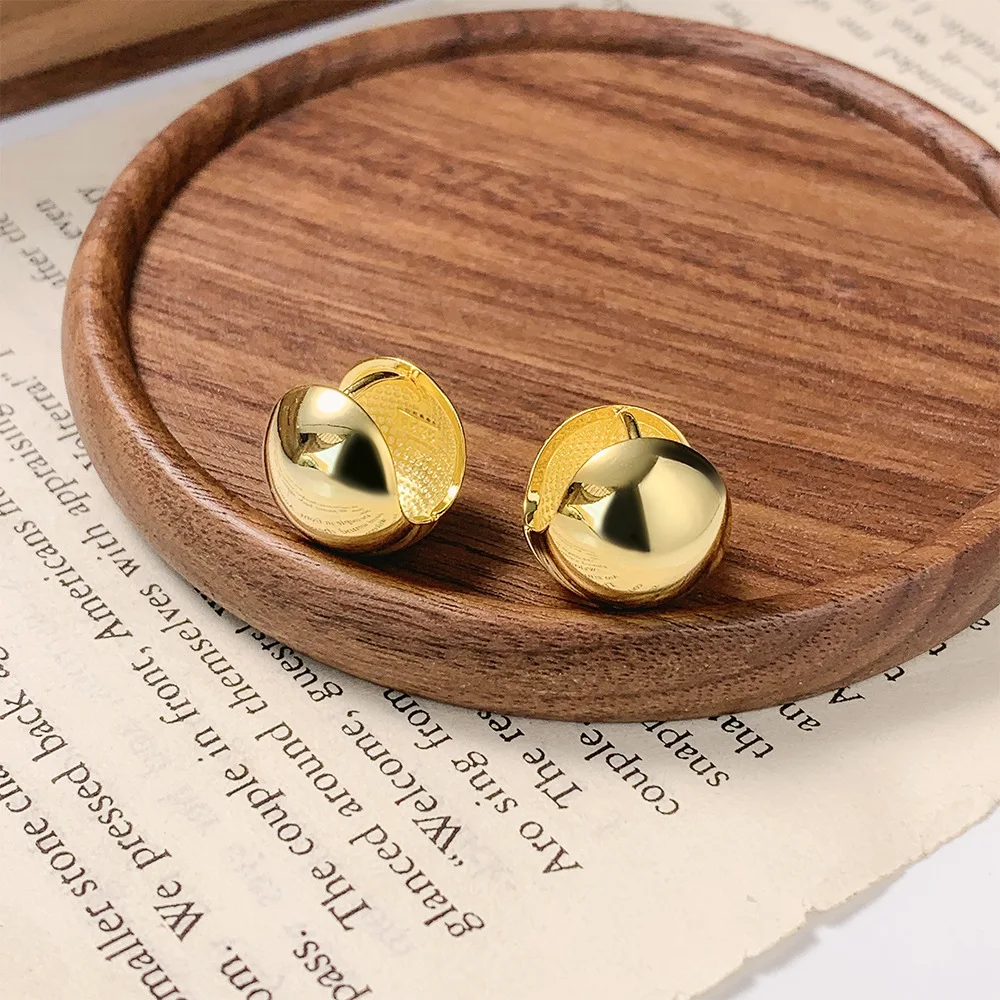 round Ball Glossy Ear Clip Simple Ins Earrings