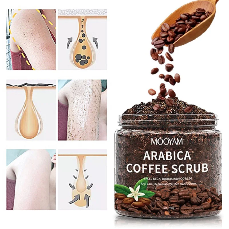 

MOOYAM Coffee Scrub Face Body Gentle Cleansing Coffee Bath Salts Body Scrub Sea Salt Exfoliating Whitening Moisturizing