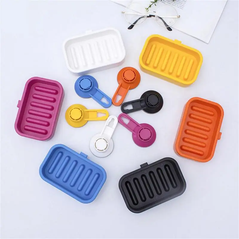 

Solid Sucker Soapbox Convenient Polychromatic Suction Wall Soap Box Durable Good Drainage Large Soap Rack Suction Cup Soap Box
