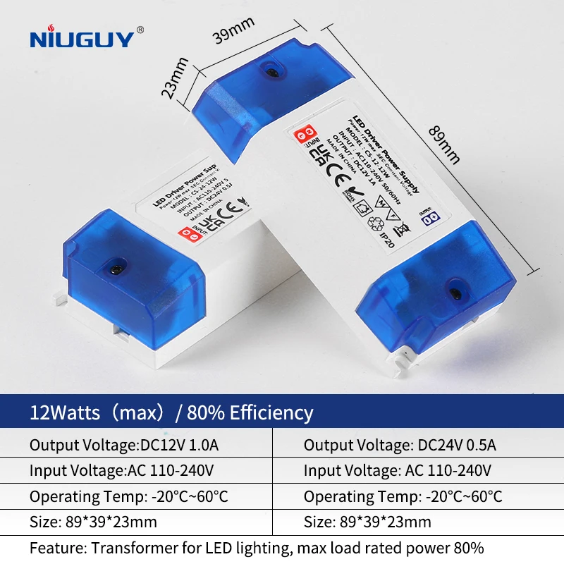 

NIUGUY Трансформатор светодиодного освещения 100W/80W/60W/36W/24W/12W