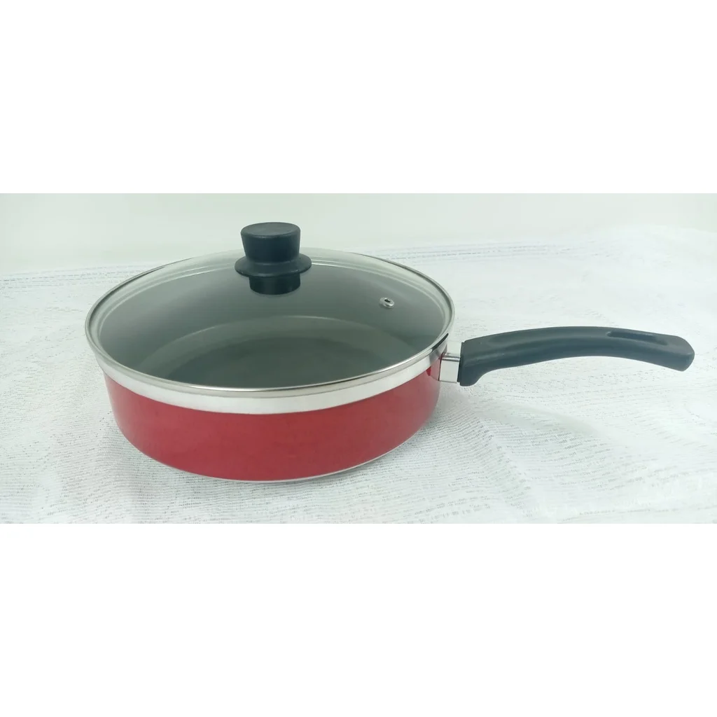 

No. 24 Non-stick Frying pan with Glass Lid + Red 4-in-1 Teflon Non-stick Frying pan