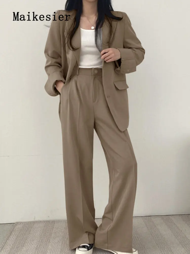 

Spring New Women's Solid Color Premium Fashion Slim Fit Suit Pant Set Women's pants tops women suit Jacket coat pant sets
