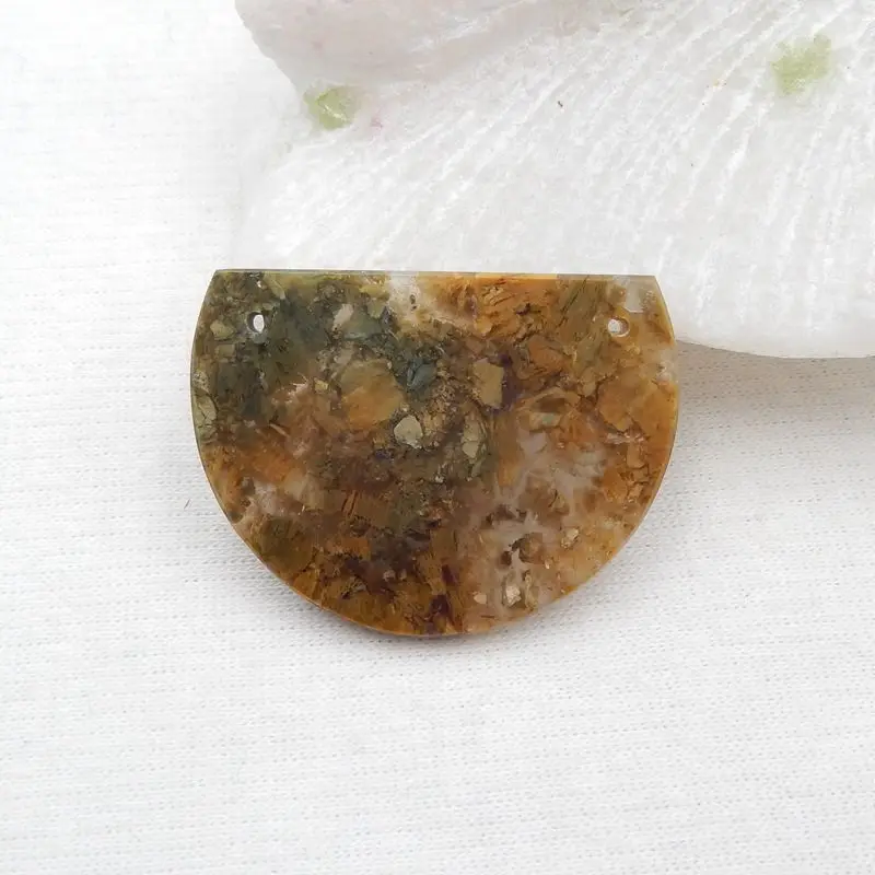 

Natural Stone Ocean Jasper Double Holes Pendant Bead 35x26x3mm 6g Semiprecious Fashion Jewelry Necklaces Accessories