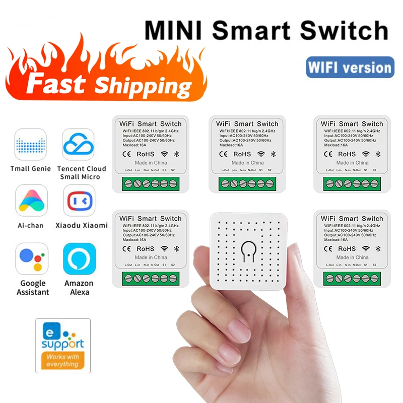 

Умный мини-переключатель eWeLink 16 А с поддержкой Wi-Fi и таймером