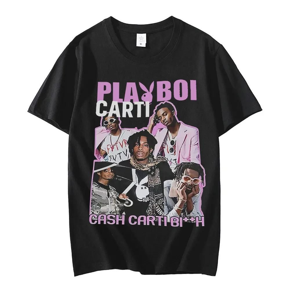 

Футболка Playboi Carti для мужчин и женщин, топ с графическим принтом, уличная одежда большого размера, футболка с коротким рукавом, в стиле хип-хо...