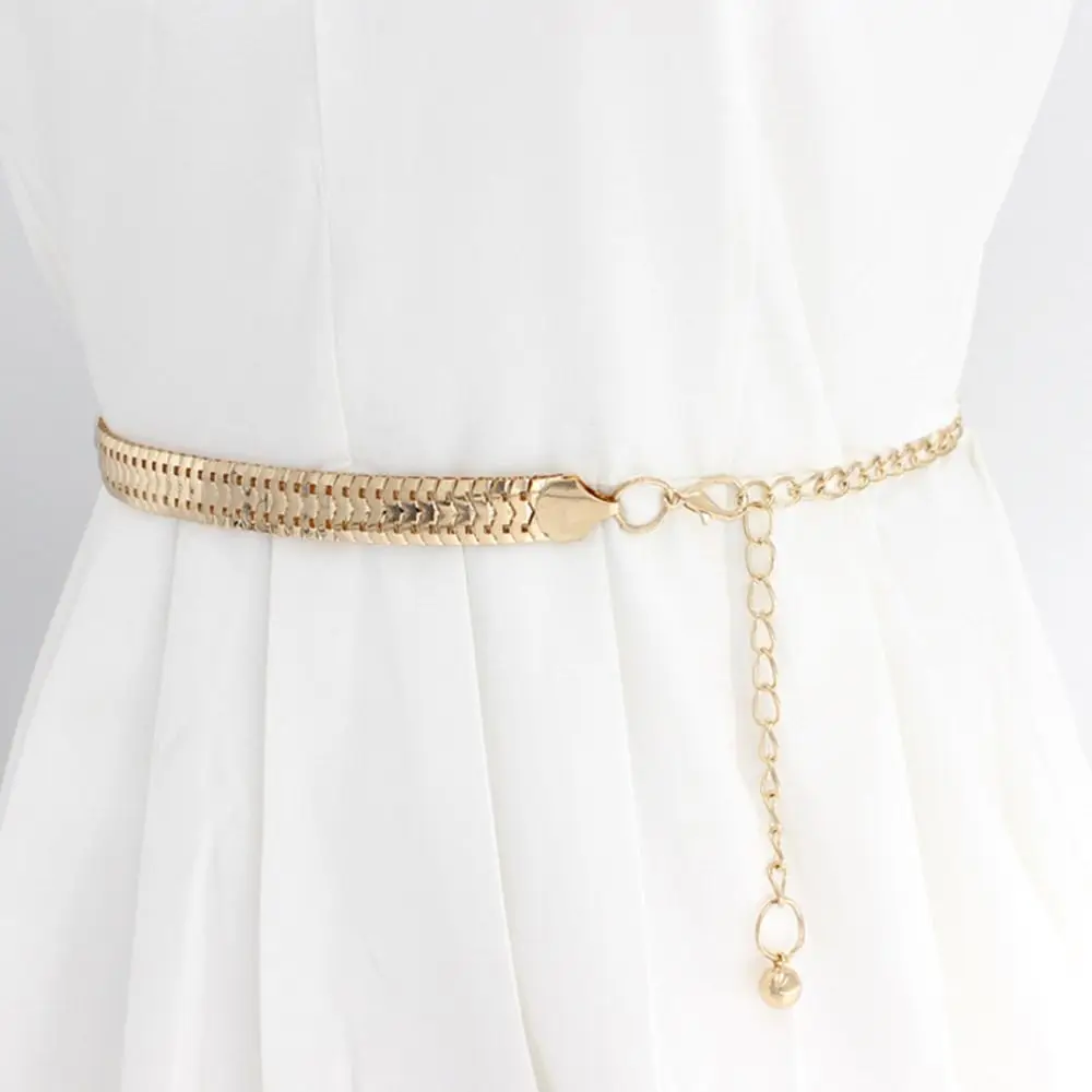 Fashion Party Casual Simple Gold Chain Belt Metal Waistband Waist Strap Trouser Dress Belts