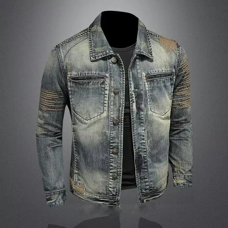 Куртка-бомбер мужская джинсовая в стиле ретро Классическая модная Свободная