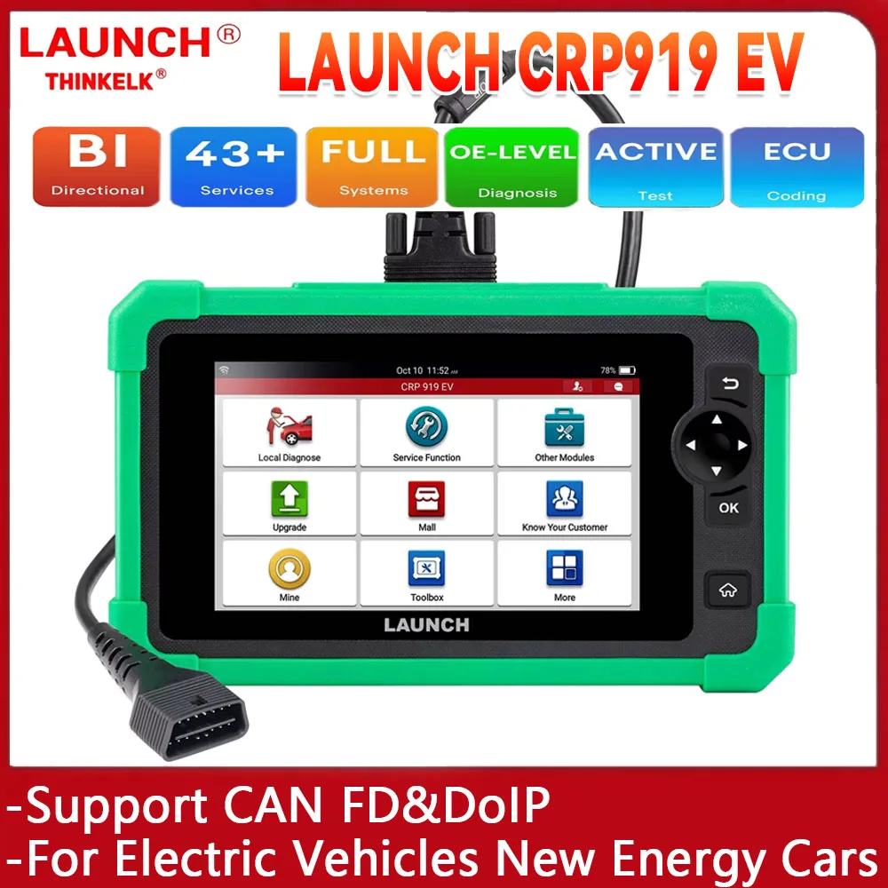 LAUNCH CRP919 Диагностический сканер EV с 43+ сервисными функциями для электромобилей