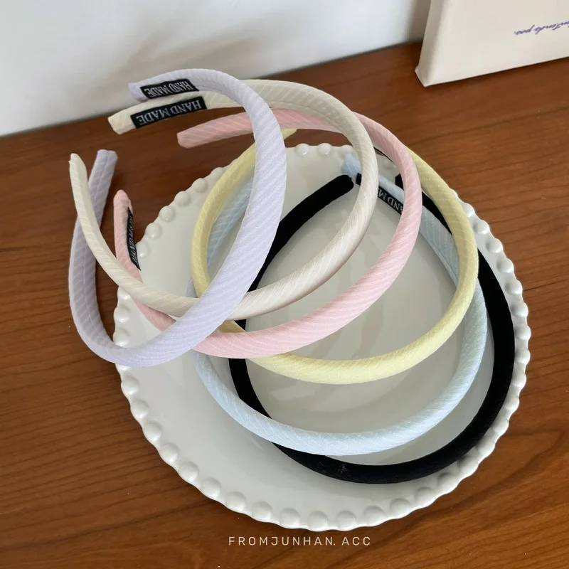 

South Korea INS narrow edge satin color macaron twill plate hair hoop female pressure hairpin hair accessories head hoop