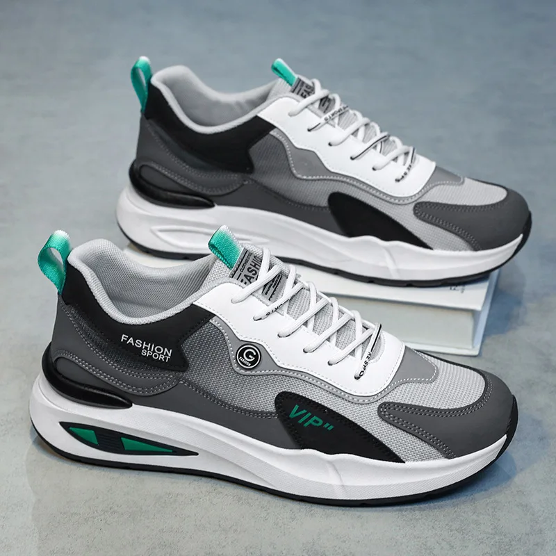 

2023 Spring and Summer New Breathable Mesh Rubber Soled Casual Sneakers Fashion Shallow Lace-up Mixed Colors Shoes for Men