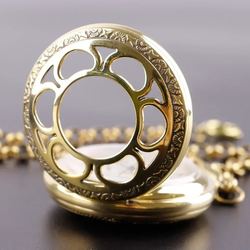 Роскошные золотистые Механические карманные часы из чистой меди с римскими