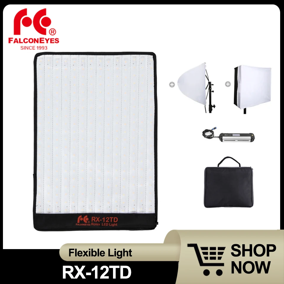 

Falcon Eyes RX-12TD 50W 3000-5600K Bi-color Flexible Video Fill Light for Photography Studio with Softbox