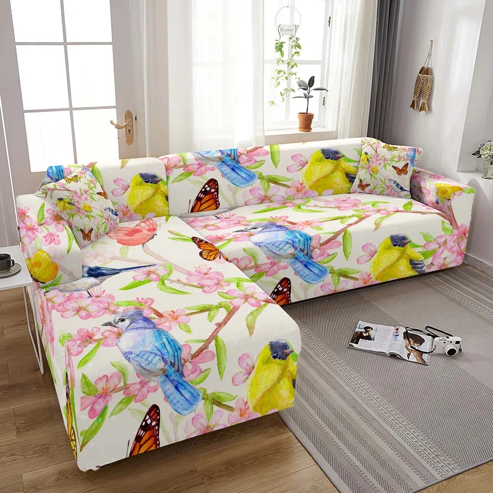 

Butterfly Printed Sofa Cover For Living Room Spandex All-Inclusive Wrap Sectional Couch Cover Elastic Chair Slipcover 1-4 Seater