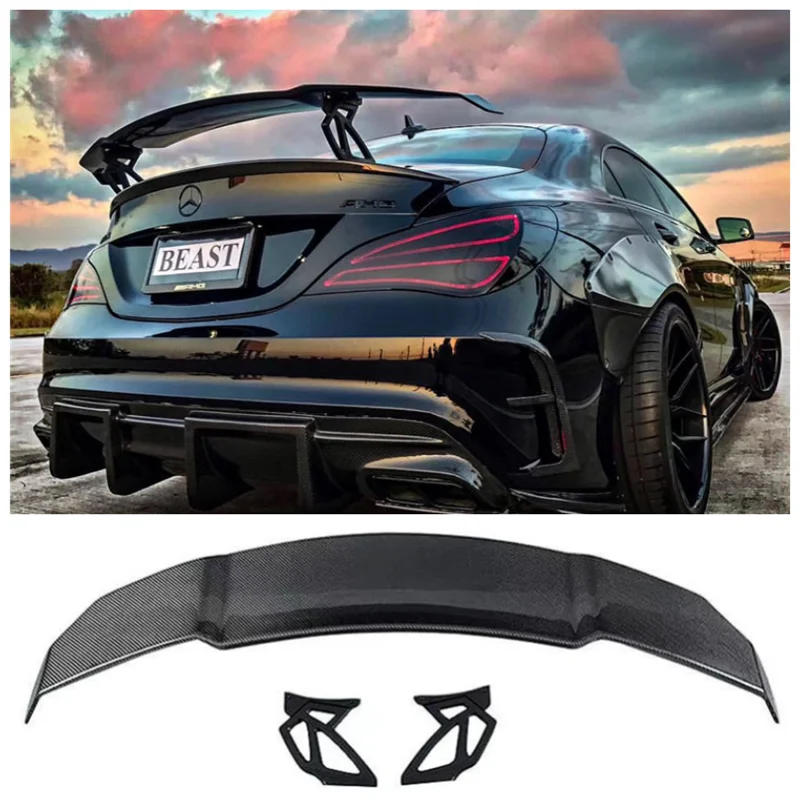 

Real High Quality Carbon Fiber Rear Trunk Lip Roof Spoiler Wing For Mercedes W117 CLA200 CLA220 CLA260 CLA45 2015-2021