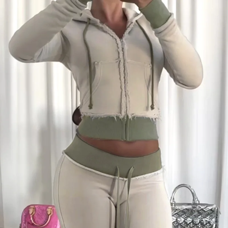 Уличный стиль контрастный цвет одежда с необработанными краями короткая куртка