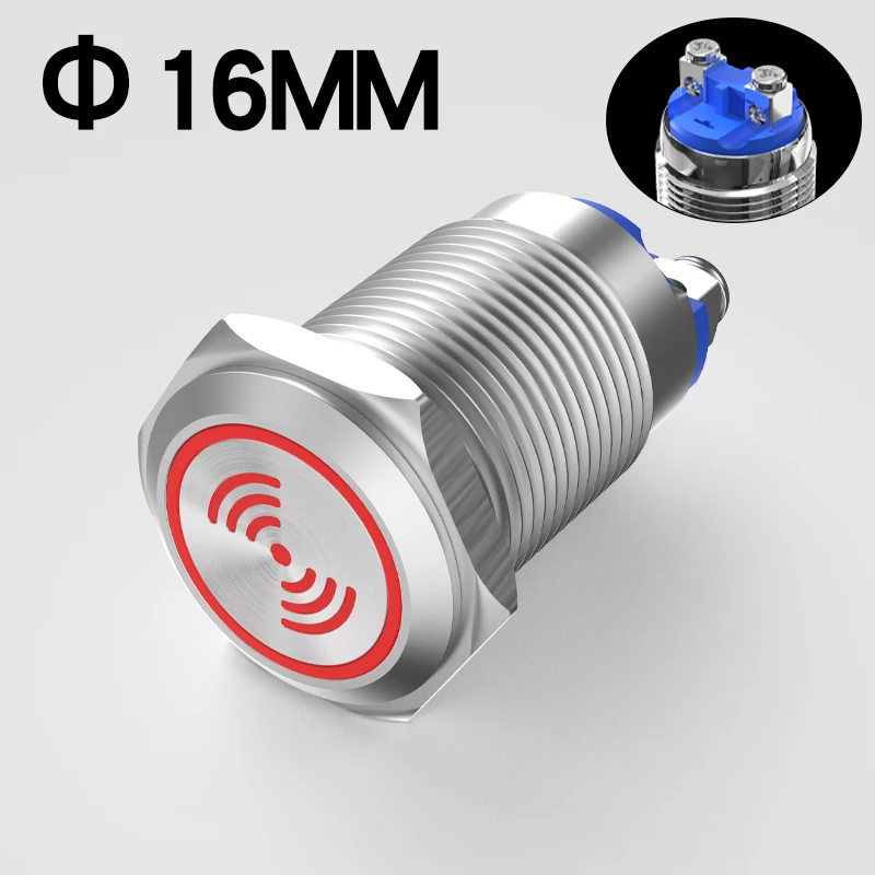 

Металлический зуммер 16 мм, 19 мм, 22 мм нержавеющая сталь красный