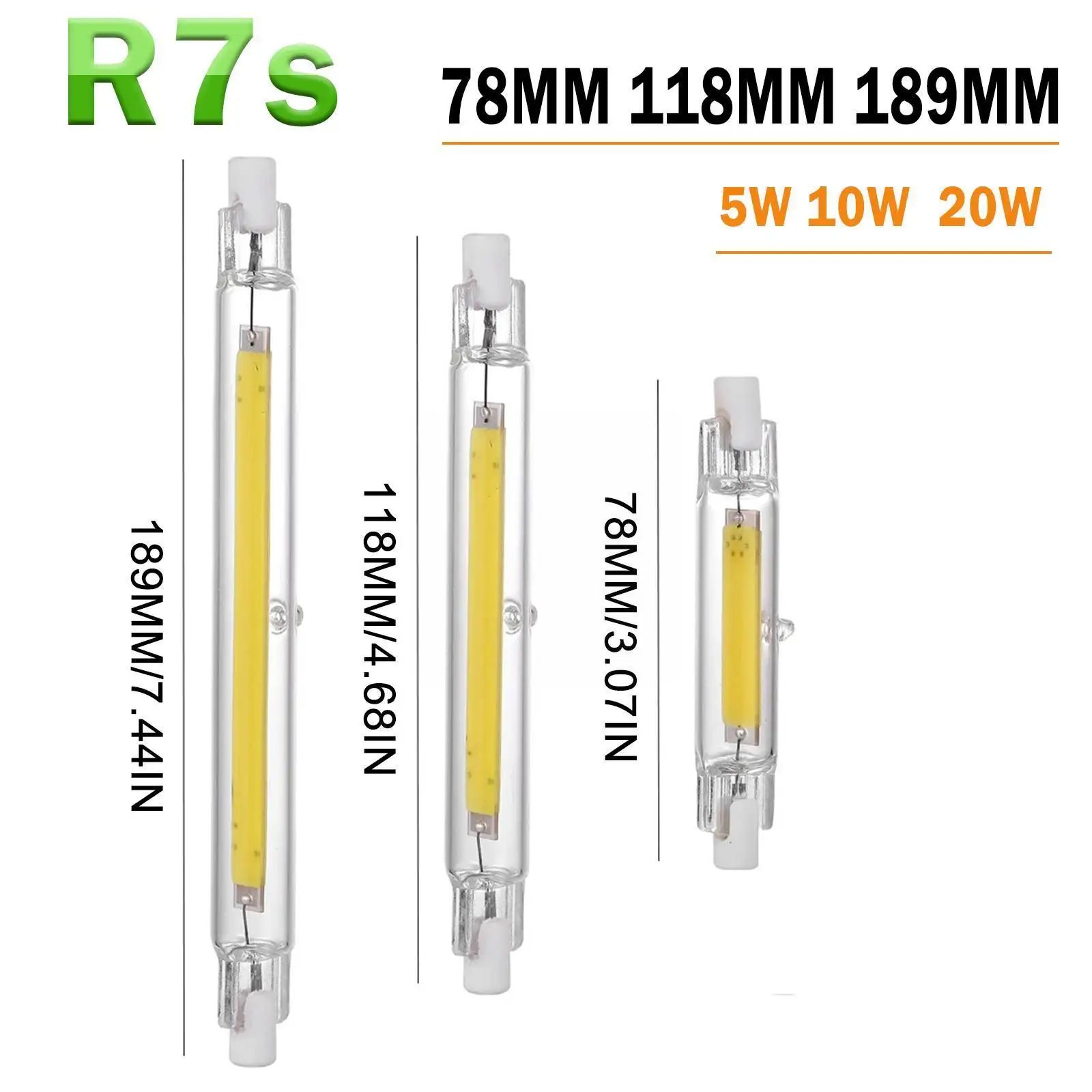 

High Power LED R7s COB Glass Tube 118mm J118 78mm J78 AC1110V Bulb 130V 230V Halogen Light 220V 240V Home 120V Replace Lamp J1Y4