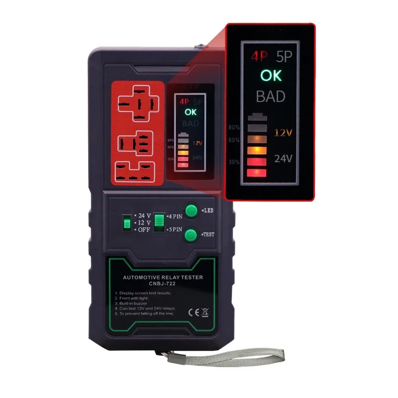 Автомобильный релейный детектор для реле 12 В 24 CE Прочный тестер со светодиодным
