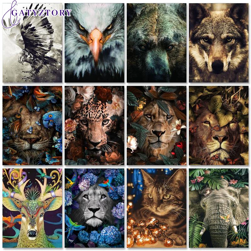 

GATYZTORY 60x75cm Oil Painting By Numbers Flowers And Cats Paint By Numbers On Canvas Watercolor Animals Home Decor