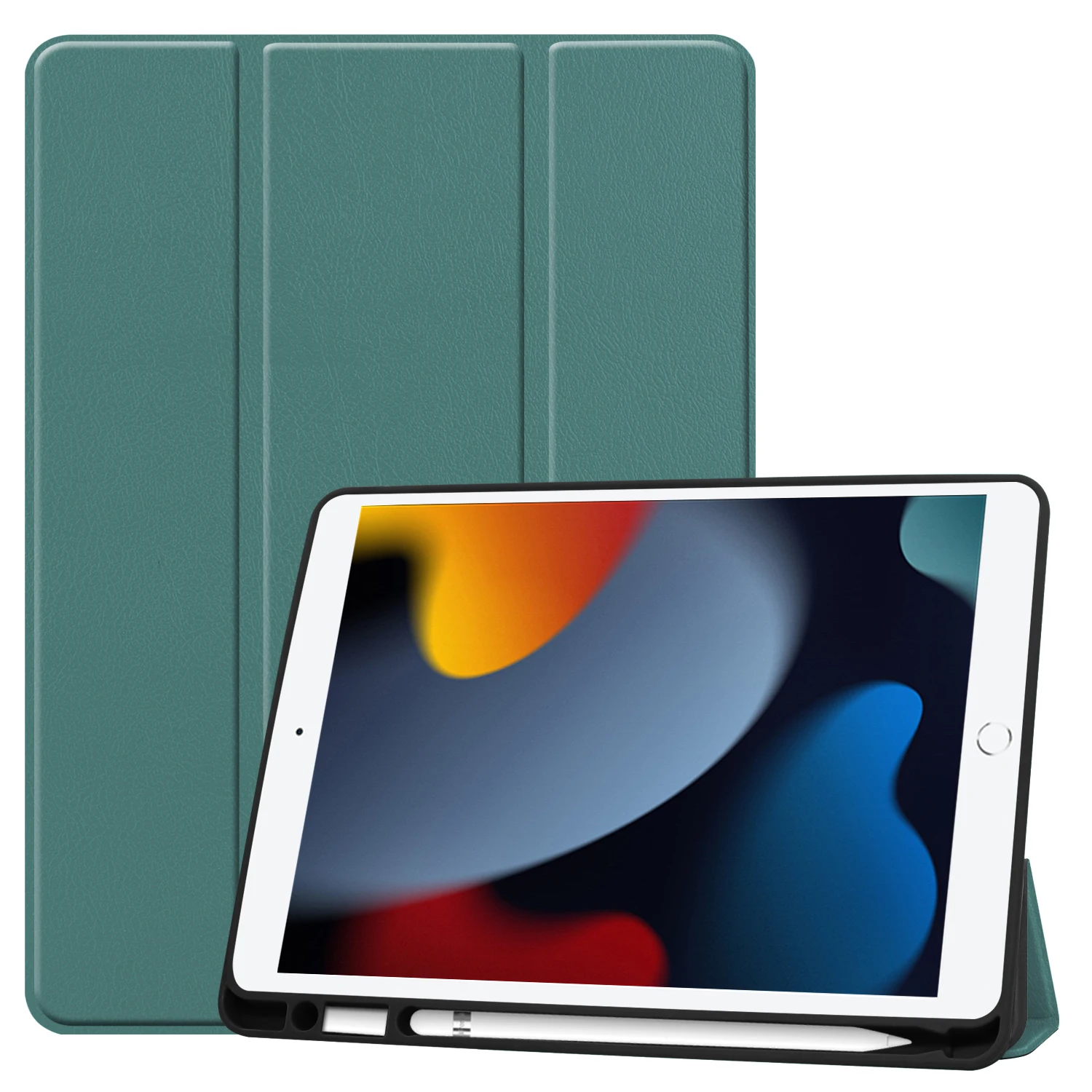 

Чехол для IPad, новый стиль, чехол с единорогом для iPad 10.27th 8th 9th, со слотом для ручки, ретро-башня, граффити, персиковый, цветы, форма, полиуретан, ...