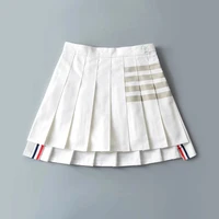 tb pleated skirt womens high waist college style front short back long skirt pure desire four bars summer