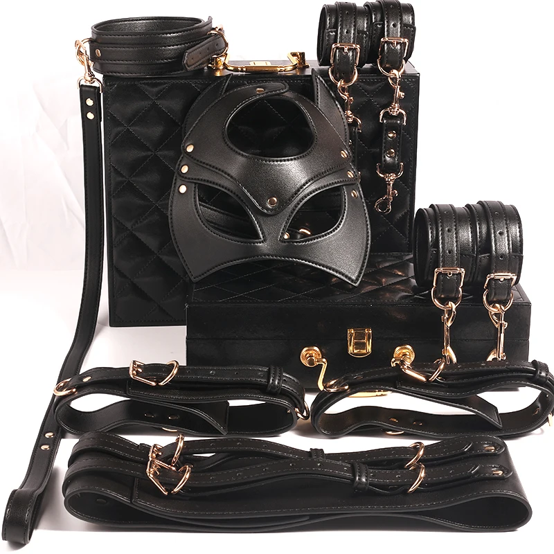 For Couples Bdsm Sex Bondage Set Leather Mask Handcuffs Collar Waist Belt Sex Products Adult Game