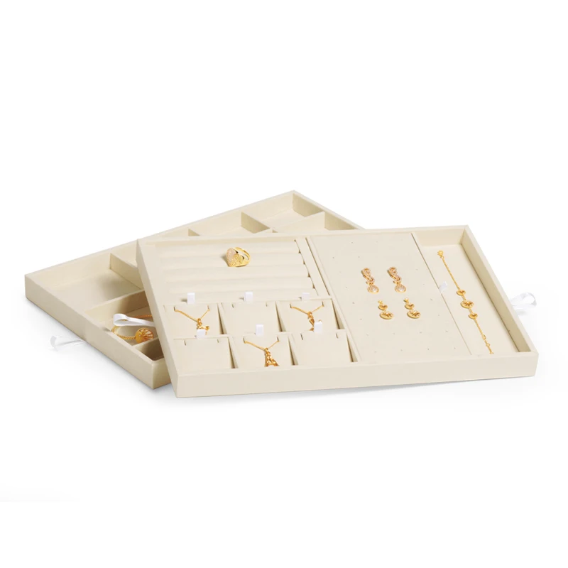 Oirlv Newly 2 Layers Multi-function Solid Wood Jewelry Organizer Box for Stud Earrings Necklace Bracelet Jewelri Display Case