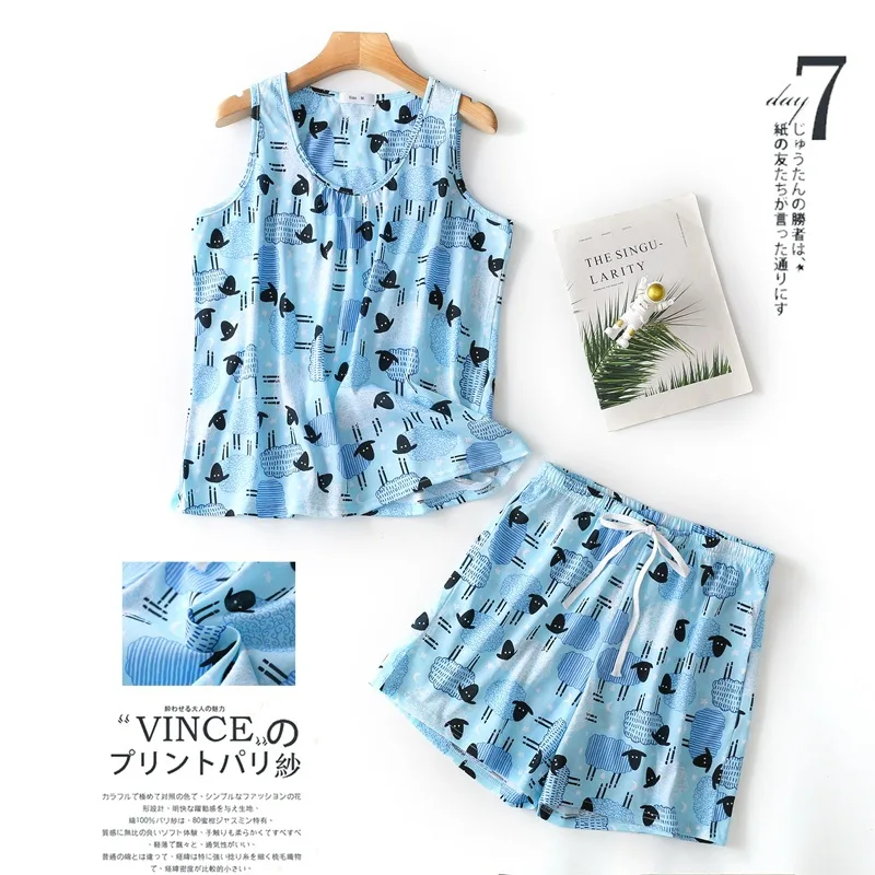 Летние женские пижамные комплекты с милым цветком женская хлопковая одежда для