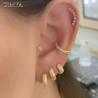 crmya gold silver plated hoop earrings for women punk cz zircon circle ear piercing stud earrings 2022 fashion jewelry wholesale