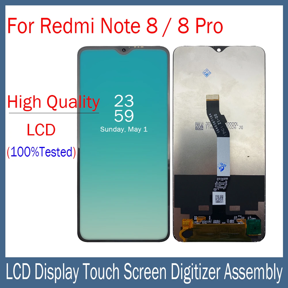 

100%Tested For Xiaomi Redmi Note 8 Pro LCD Screen Replacement For Redmi Note 8 Display Touch Screen Digitizer Assembly No Frame