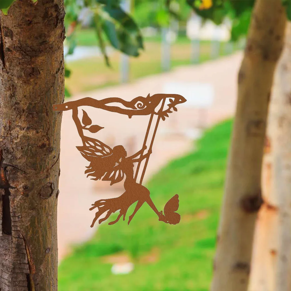 1 шт. Swing Elf On Branch Steel Silhouette — трансформируйте свое уличное пространство в