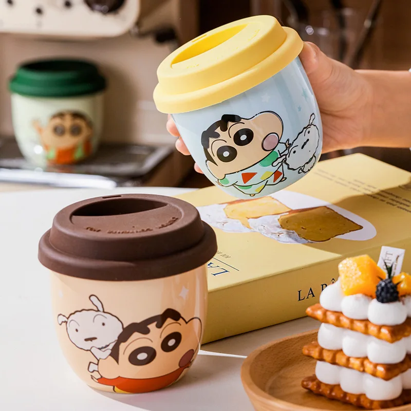 Новые кружки Shin-chan с карандашом и крышкой керамические кофейные чашки большой