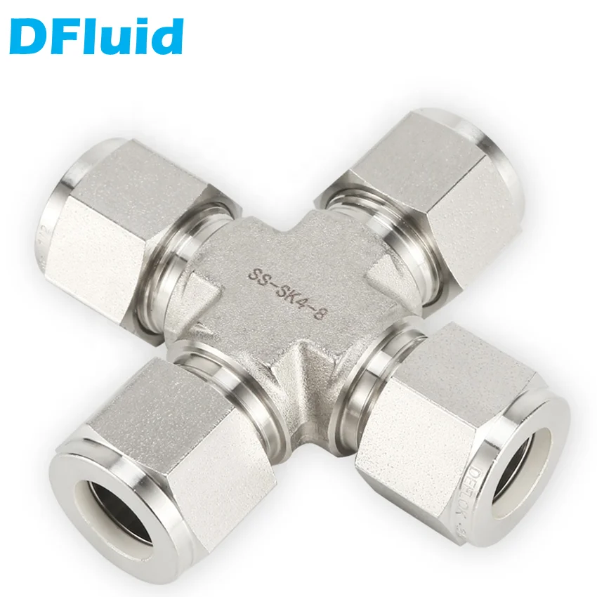 1 pcs Tube Fitting CROSS Union 1/8" 1/4" 3/8" 1/2" 3 4 6 8 10 12 mm 4 Way Connector 3000psi 316 Stainless Steel replace Swagelok