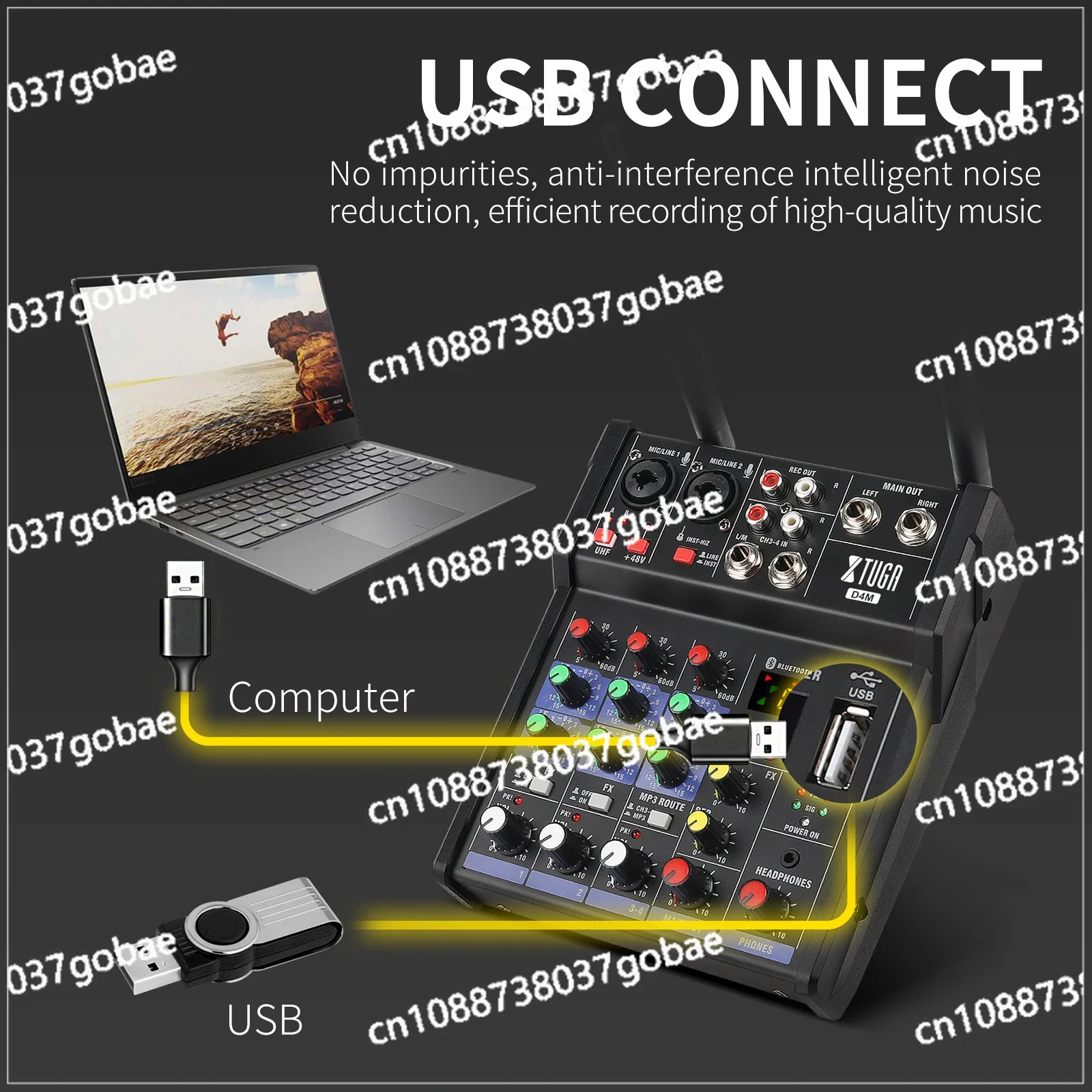 Интерфейс 48 В USB-микширование звука 4 канала мини-музыкальный микрофон студийный