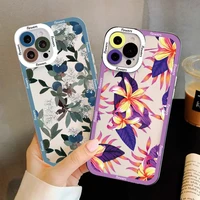 transparent elegant flower phone case for iphone x xr xs 11 12 13 pro max 7 8 plus se 2020 clear lens protection soft back cover