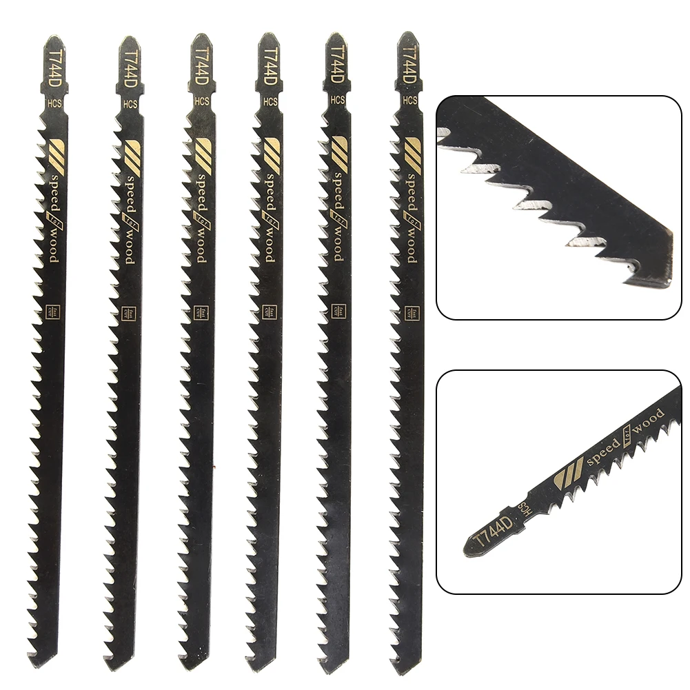 

6pcs 180mm T744D Jigsaw Blades T-shank 6 TPI Tooth High Carbon Steel Blade Very Fast Cuts For Wood Power Tools Accessories