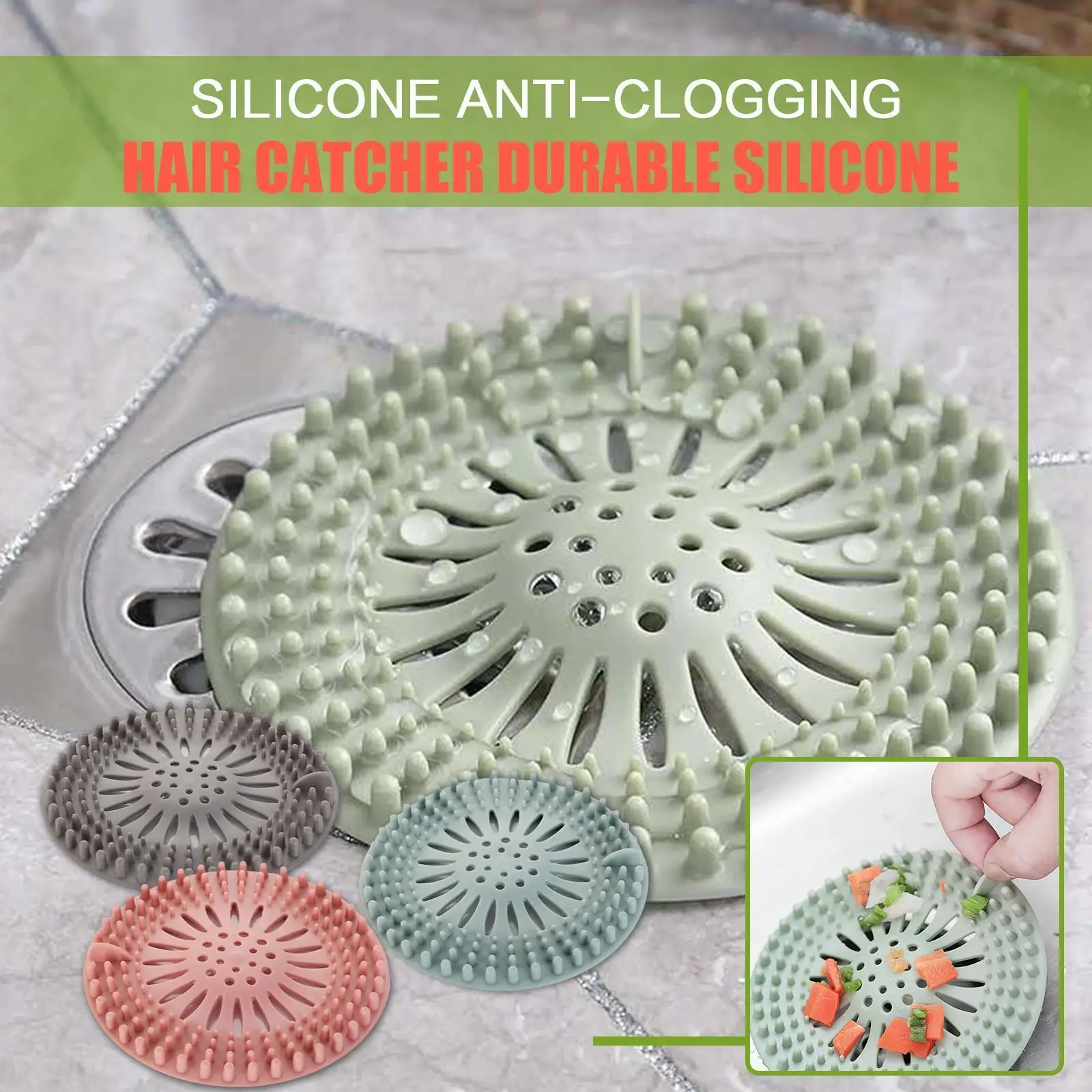 

Ловец волос, прочная силиконовая пробка для волос, крышки для слива душа, легко устанавливается и моется, подходит для ванной комнаты и ванн...