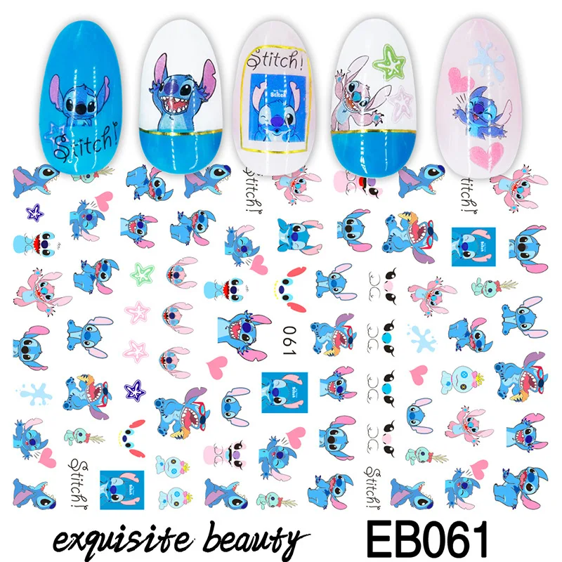 

1PCS Disney Stitch Nail Sticker Mickey Donald Duck Cinderella Pink Panther Nail Art Accessories Princess Snow White Minnie