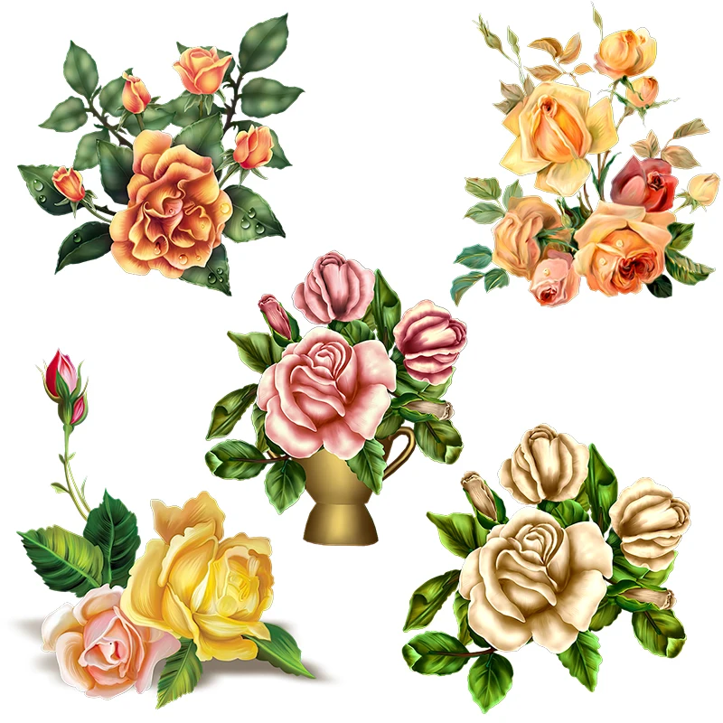 

QCF190 изысканная ручная роспись розы Букет декор комнаты Настенная Наклейка