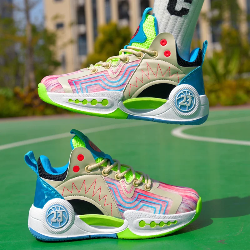 New Mesh Breathable Children Basketball Shoes Comfortable Non-slip Kids Basketball Sneakers Fashion Boy Sports Shoes Size 30-40