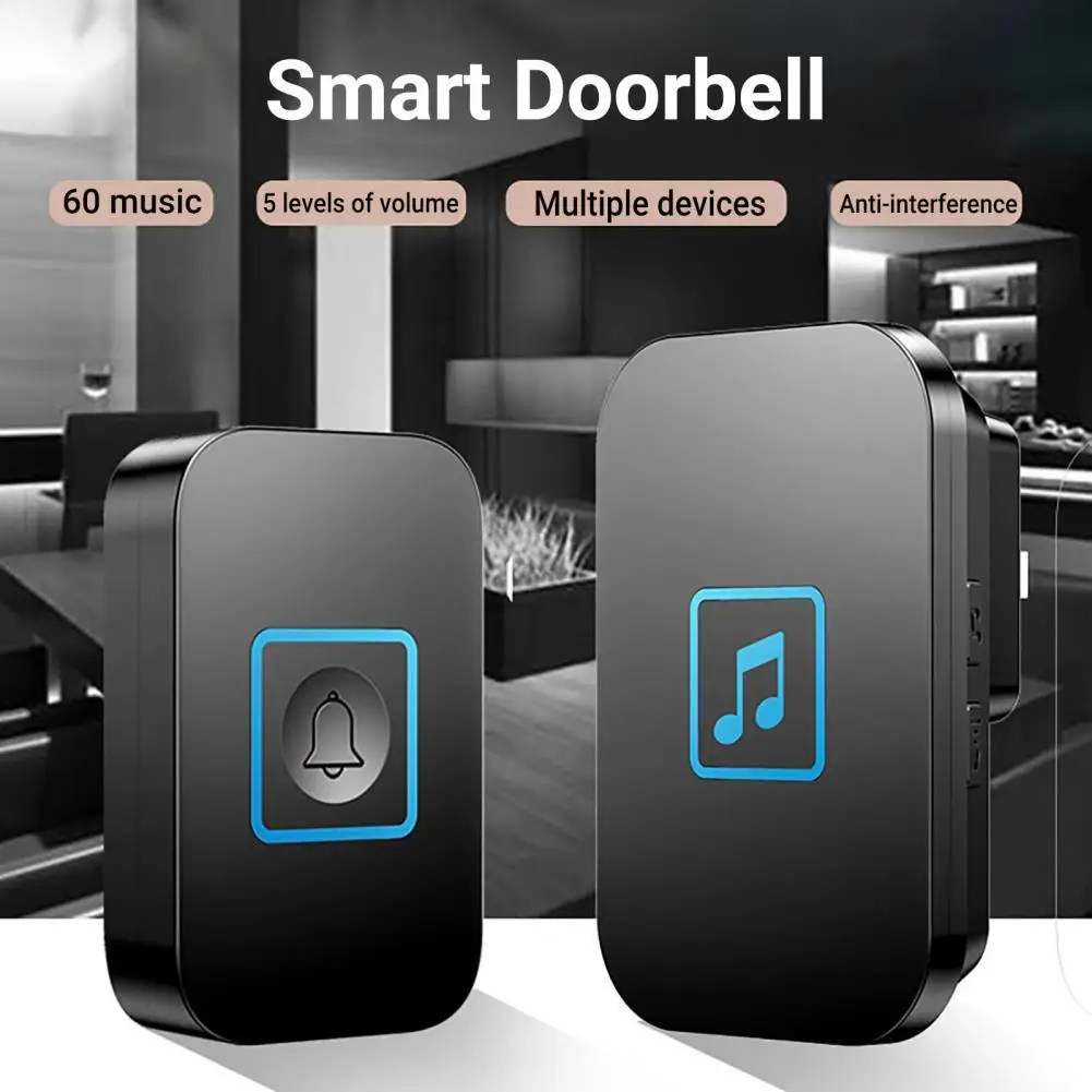 

1 Set Smart Doorbell Adjustable Strong Penetrating Power Plastic Wireless Alarm Welcome House Melodies for Shop