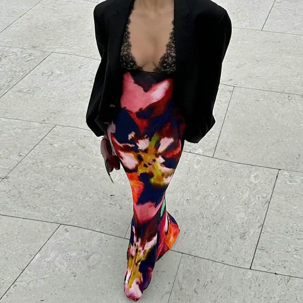 

Женское платье-макси с леопардовым принтом, V-образным вырезом