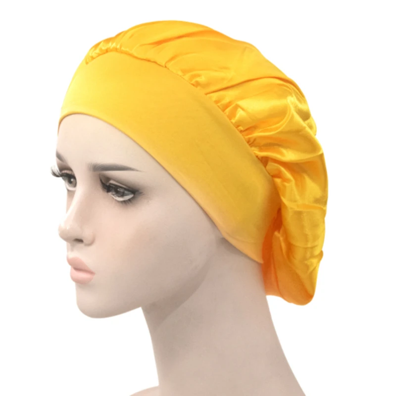 

Women Satin Sleep Cap Wide Brim Solid Color Night Cap Full Coverage Soft Sleep Hat Sleeping Cap for Pregnant Women Headwear