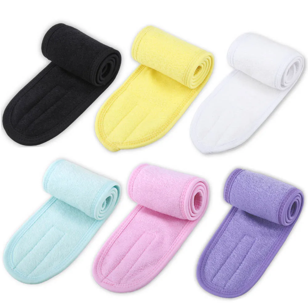 

1p Spa Face Headband Wrap Head Terry Cloth Headband Make Up Stretch Towel Eyelashes Extension with Magic Tape Makeup Accessories