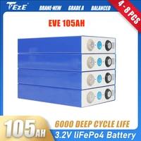 4 8pcs eve 3 2v lifepo4 105ah battery grade a rechargable lithium iron phosphate battery energy storage diy 12v eu us tax free